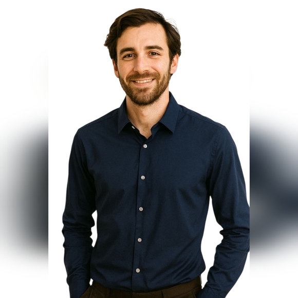 Mens Calvin Klein Navy Blue Buttondown Dress Shirt infinite cool non-iron - Picture 12 of 12